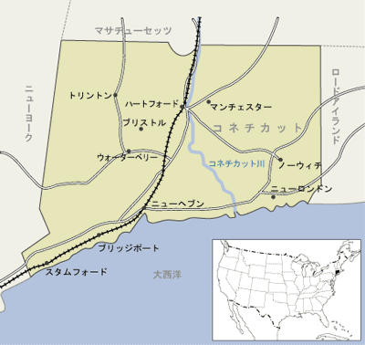 コネチカット州　地図