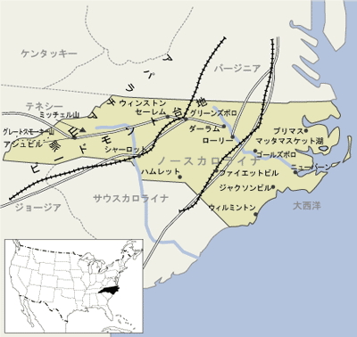 ノースカロライナ州　地図